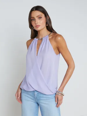 Lina Silk Chain-Neck Top