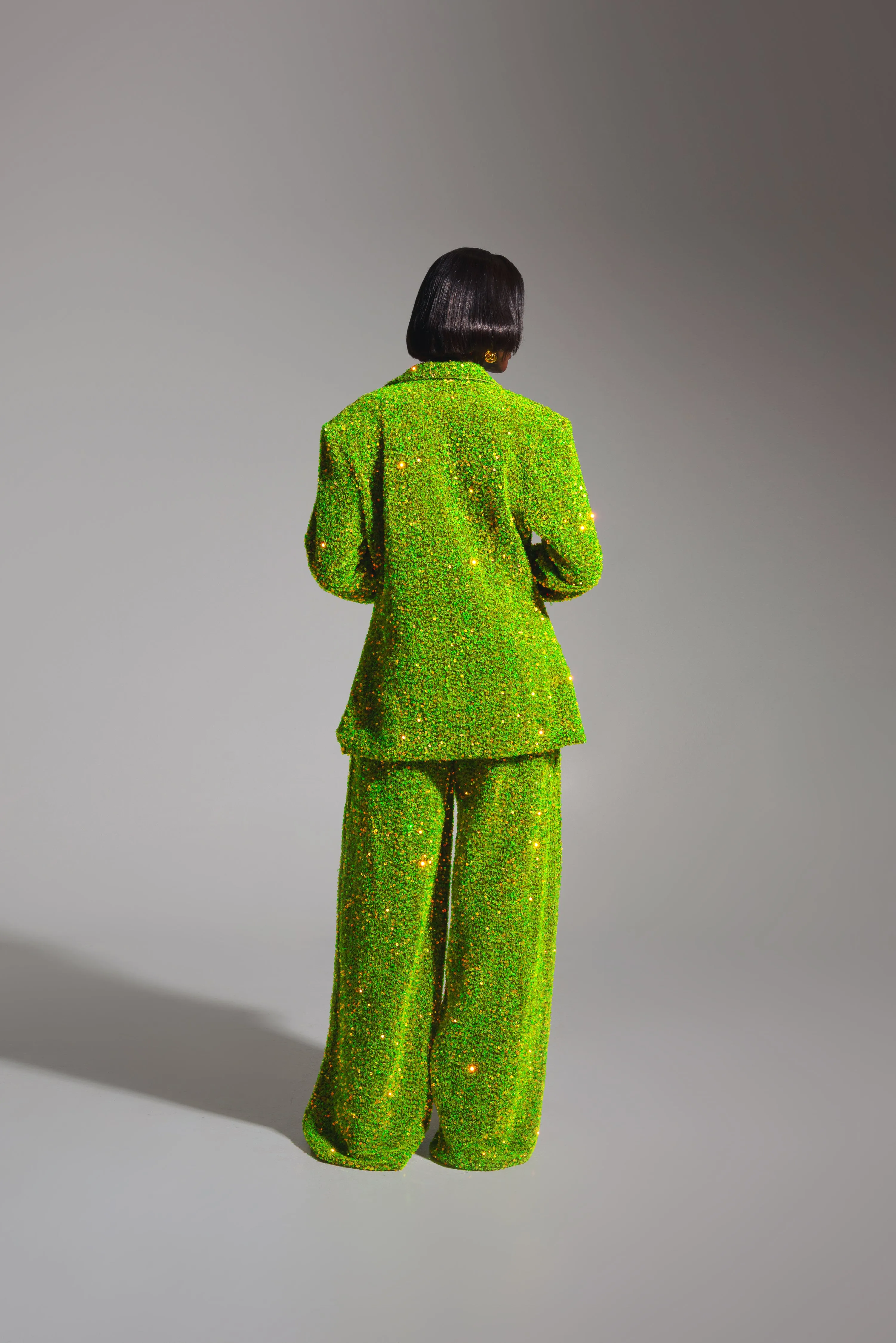 LIZA Sequin Blazer in OLIVINE