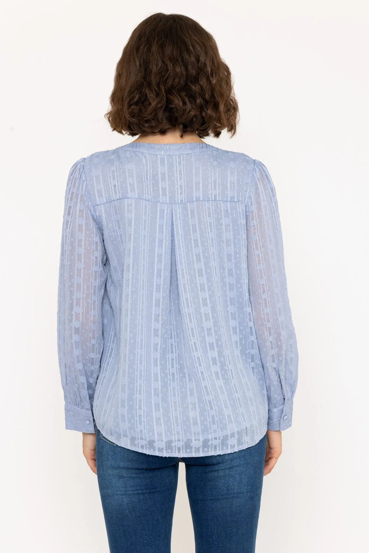 Long Sleeve Lurex Blouse in Blue - WH