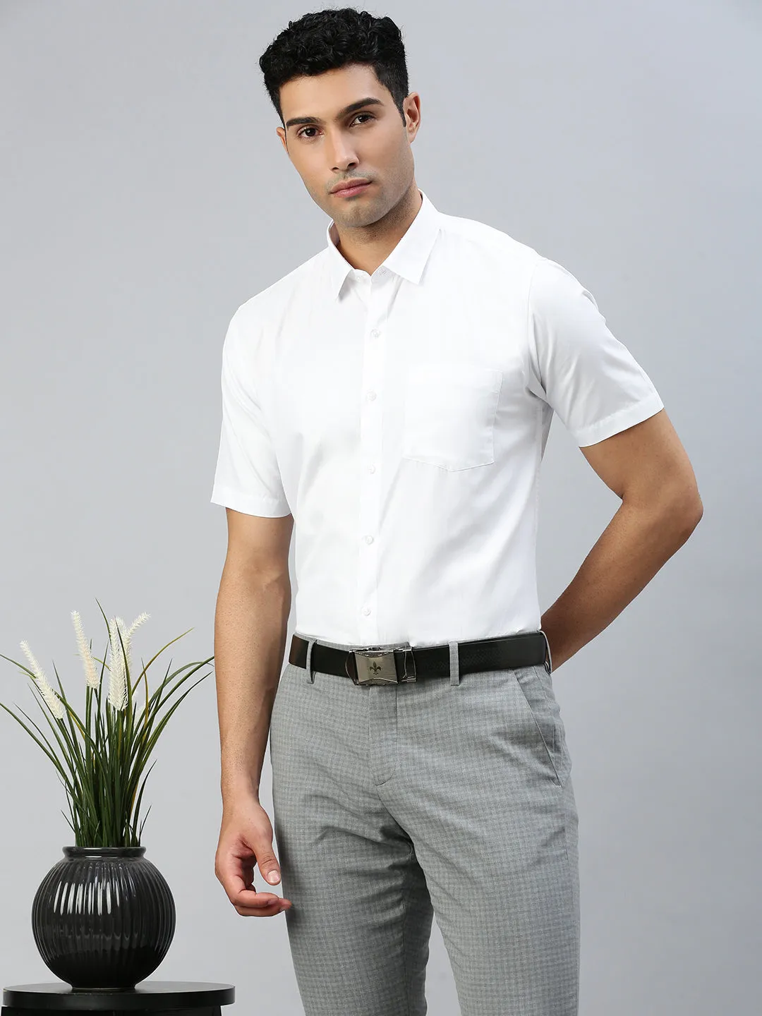 Men Cotton Rich Formal White Shirt Plus Size