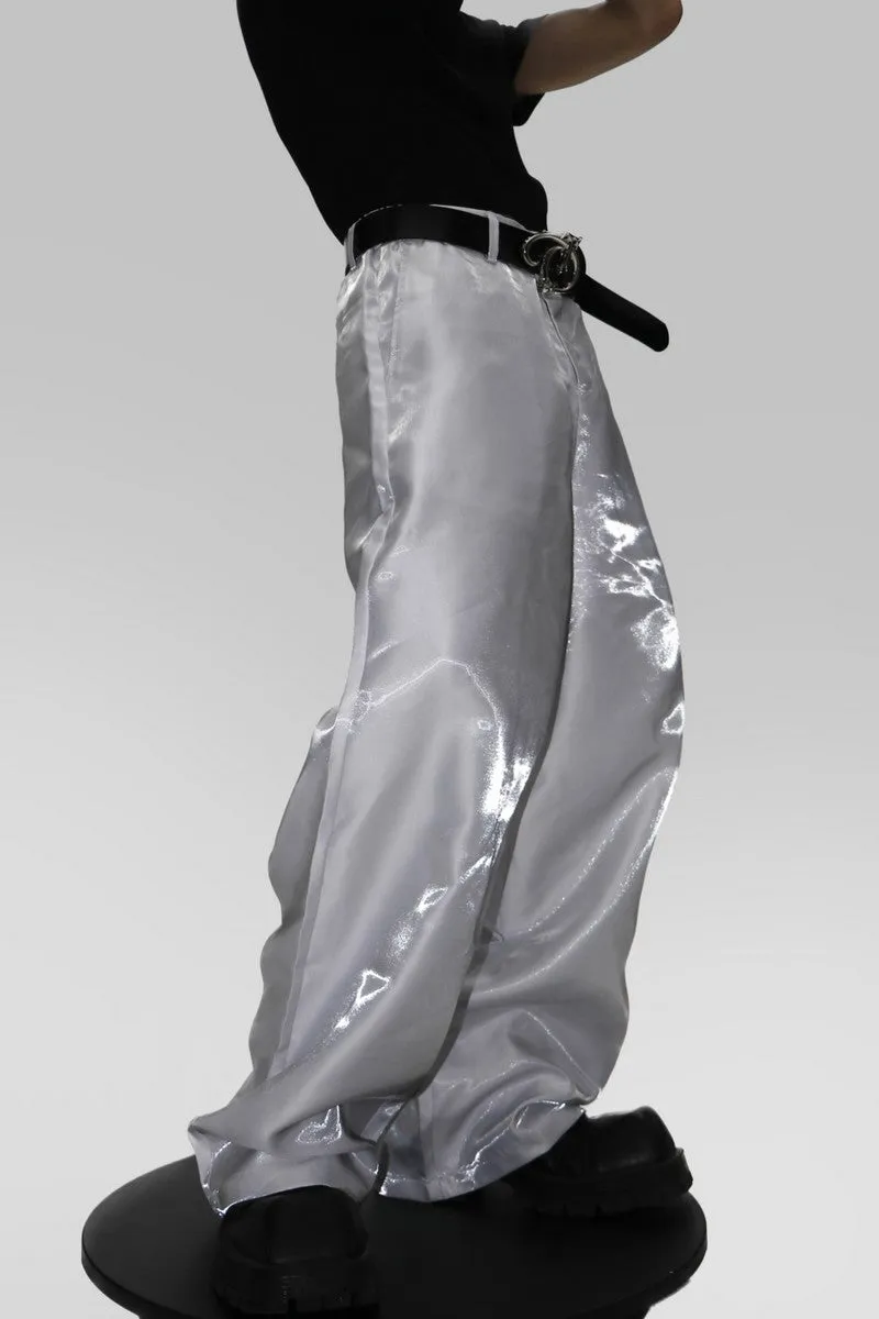 Metallic Reflective Relaxed Fit Pants