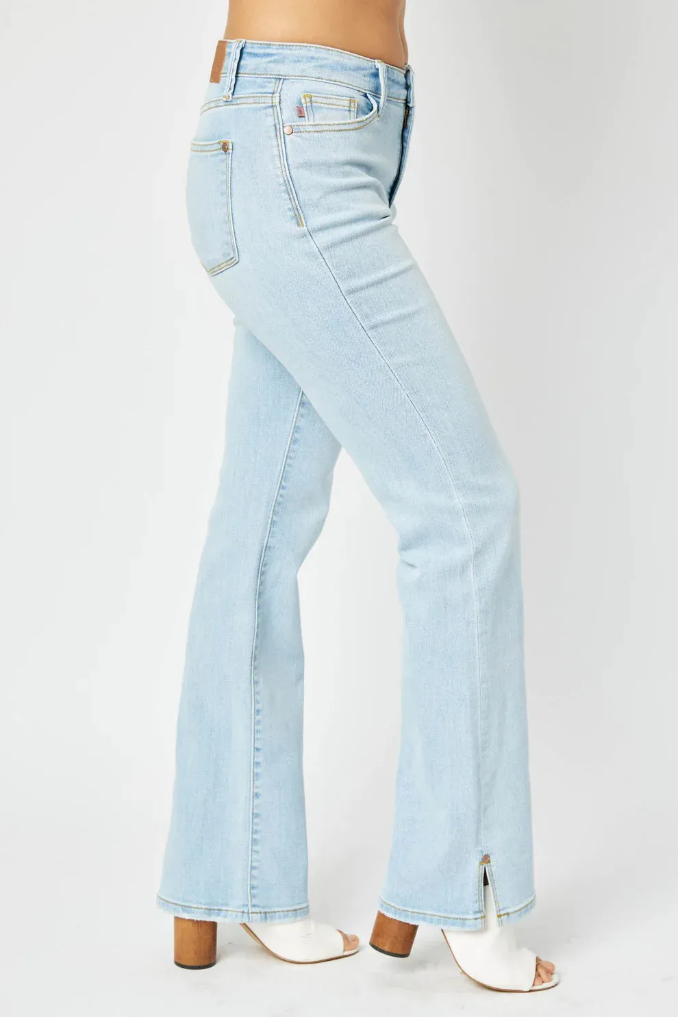 Mid Rise Slit Hem Stretch Bootcut Jeans | Judy Blue