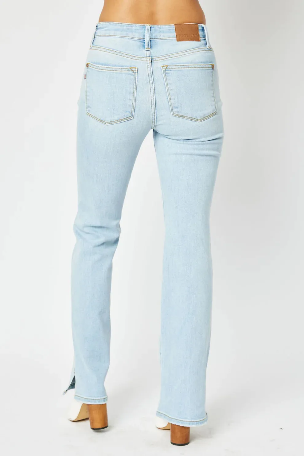 Mid Rise Slit Hem Stretch Bootcut Jeans | Judy Blue