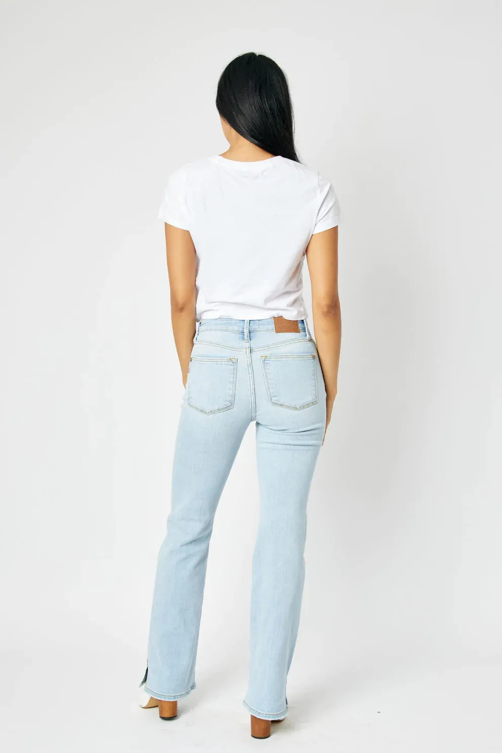 Mid Rise Slit Hem Stretch Bootcut Jeans | Judy Blue