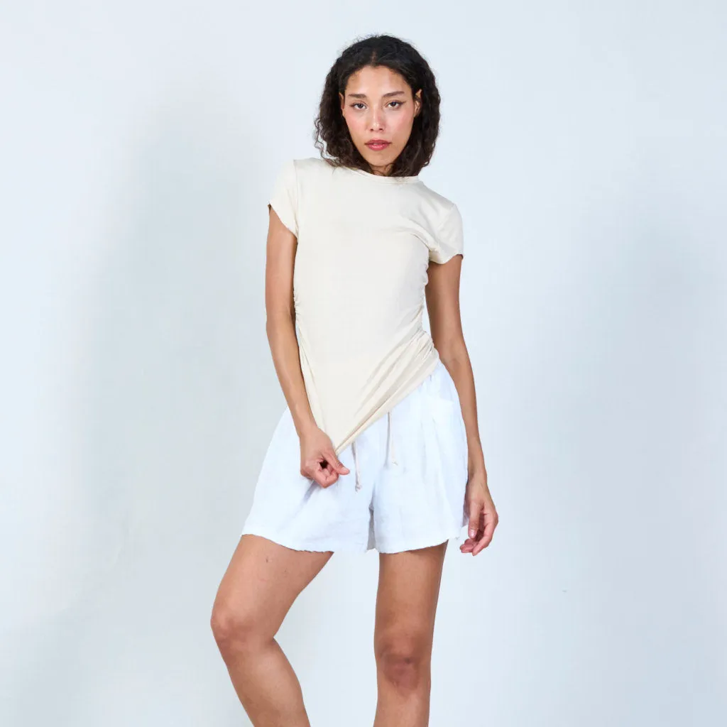 Modern draped side t-shirt wholesale