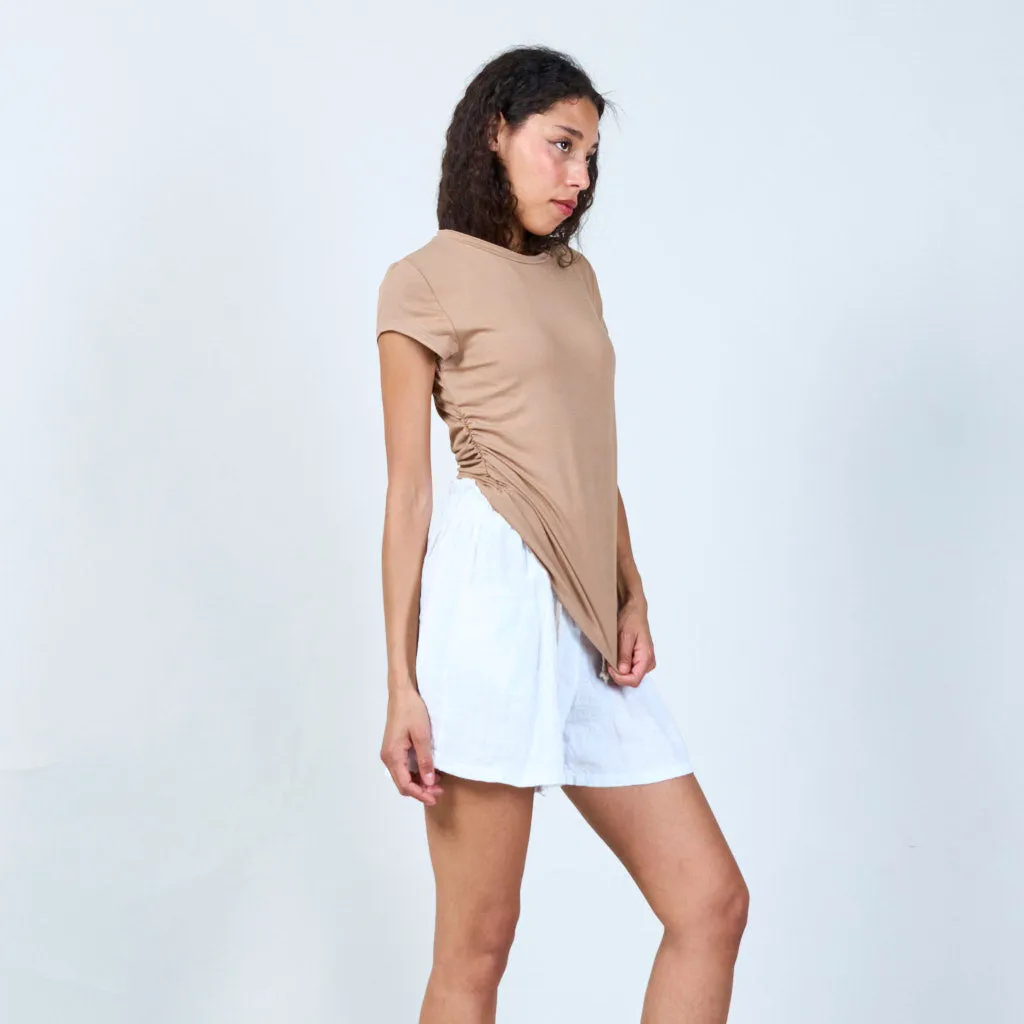 Modern draped side t-shirt wholesale