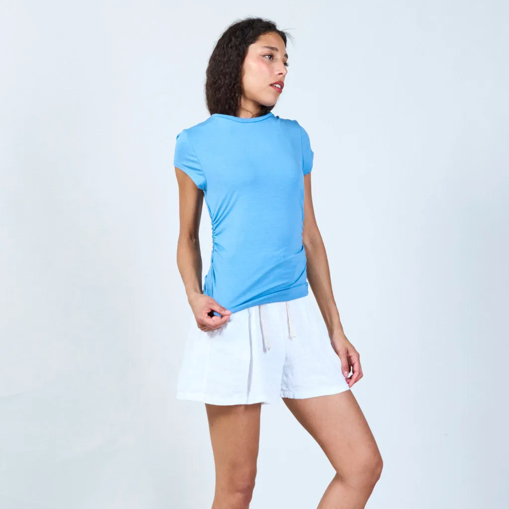 Modern draped side t-shirt wholesale