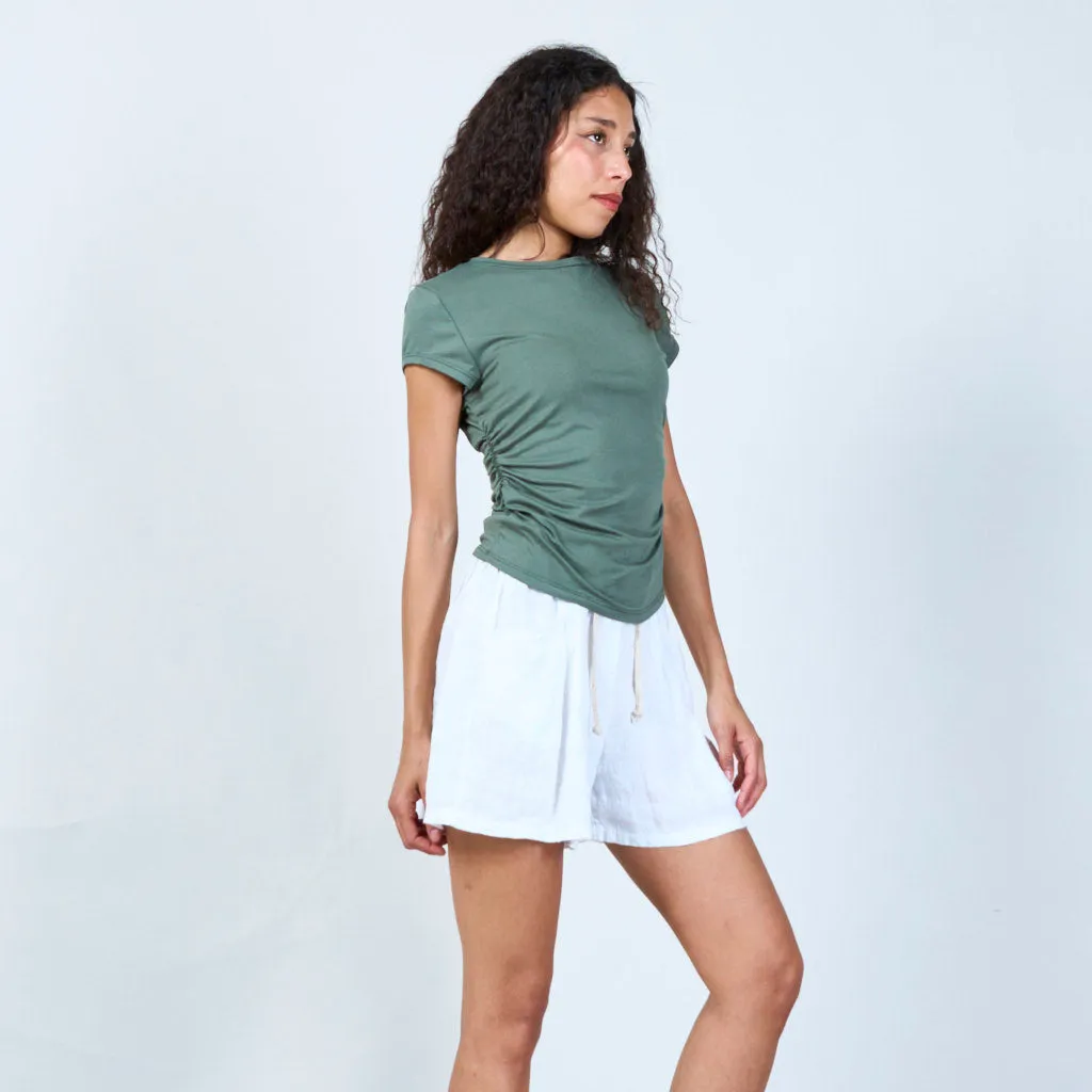 Modern draped side t-shirt wholesale