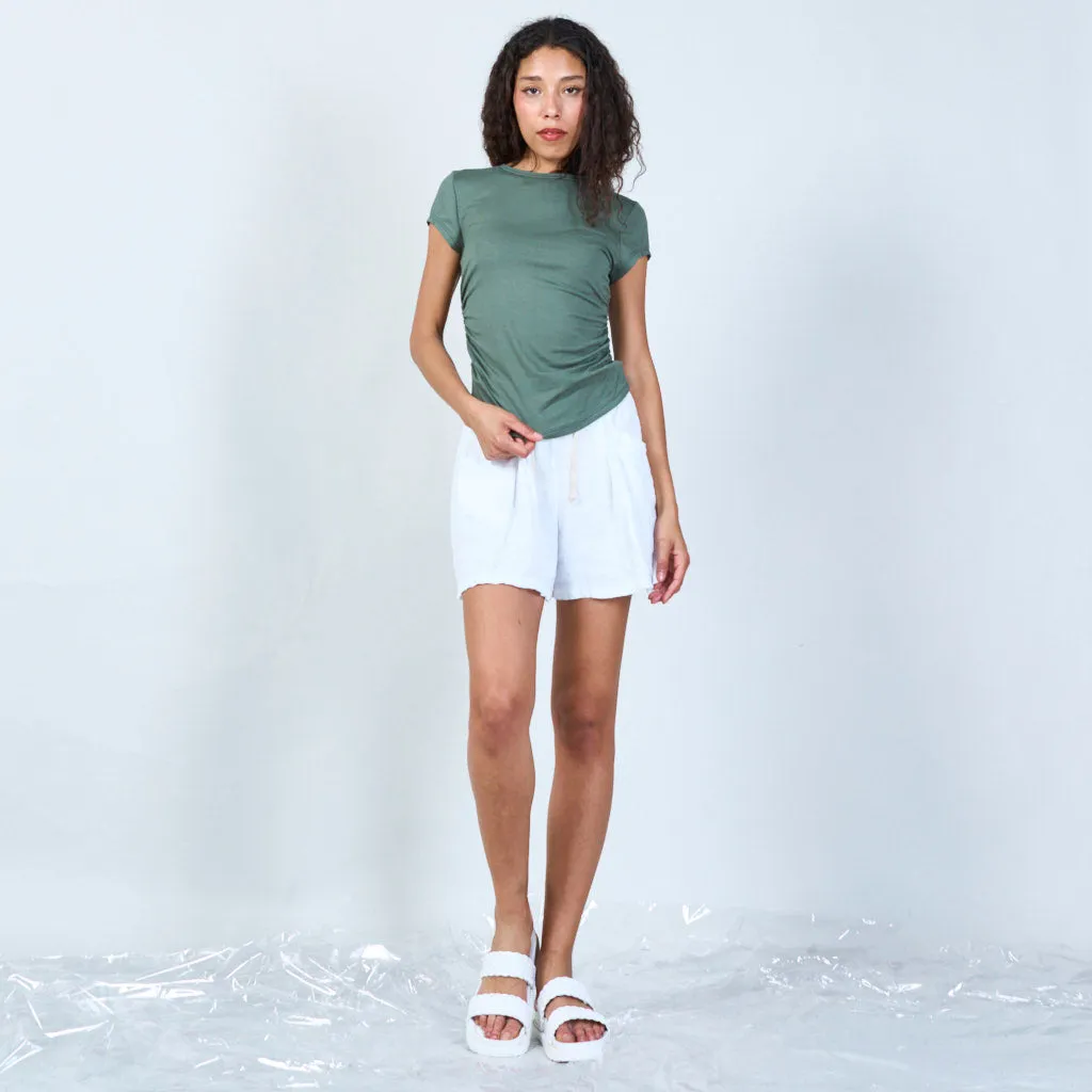 Modern draped side t-shirt wholesale