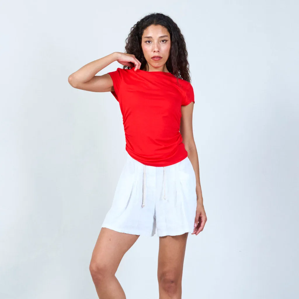 Modern draped side t-shirt wholesale