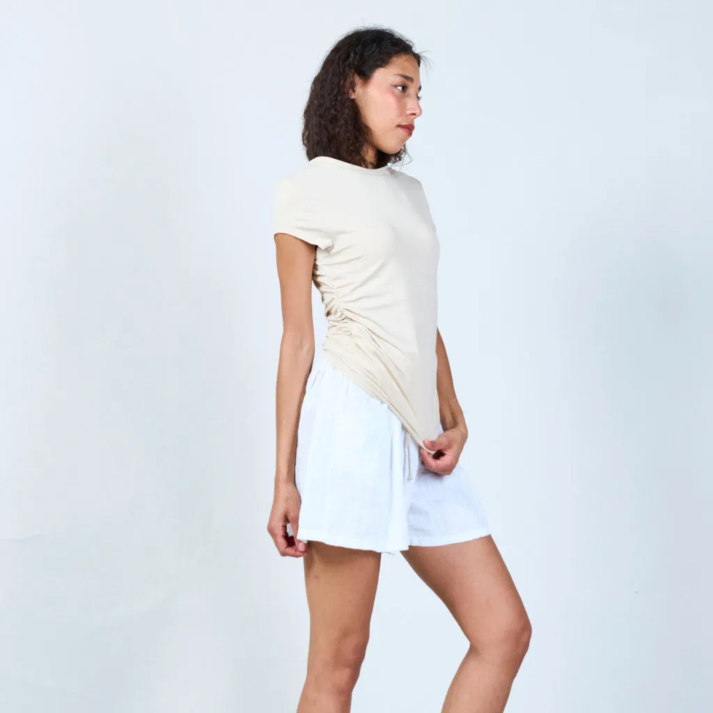 Modern draped side t-shirt wholesale