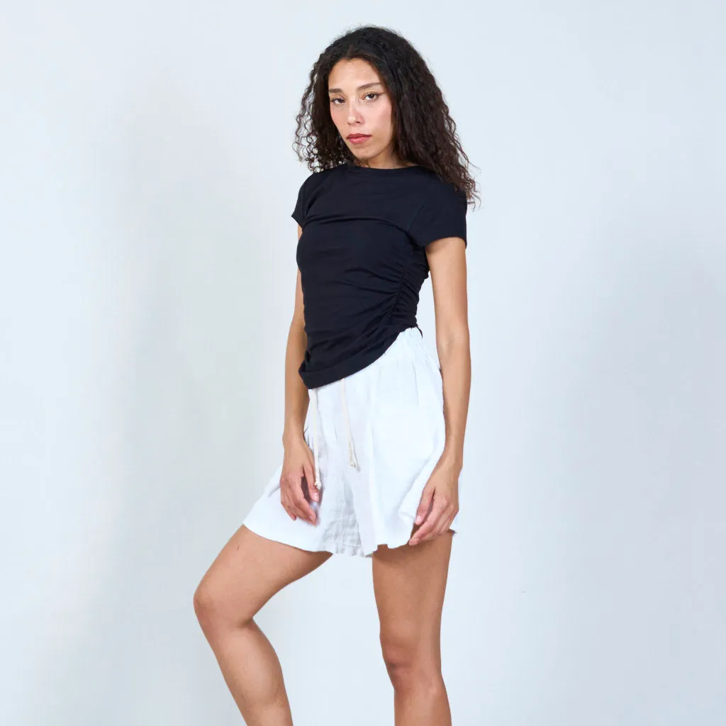 Modern draped side t-shirt wholesale