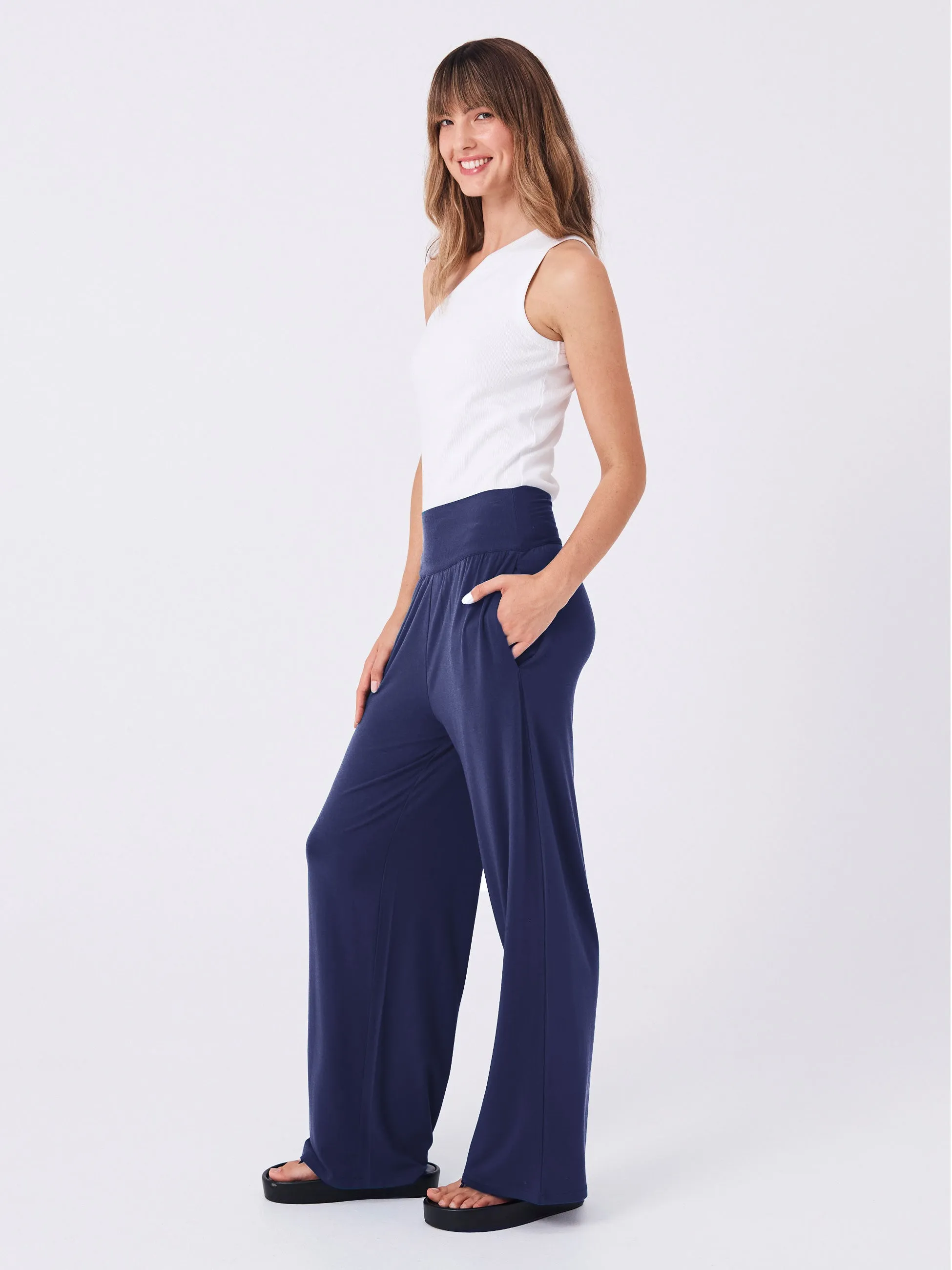 Nomad Modal Wide Leg Pant - Navy