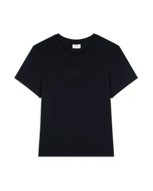 Organic Cotton Tonal Embroidered Logo Short Sleeve T-Shirt - Black