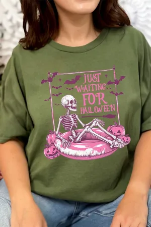 Pink Just Waiting For Halloween Short Sleeve Relaxed Fit T-Shirt