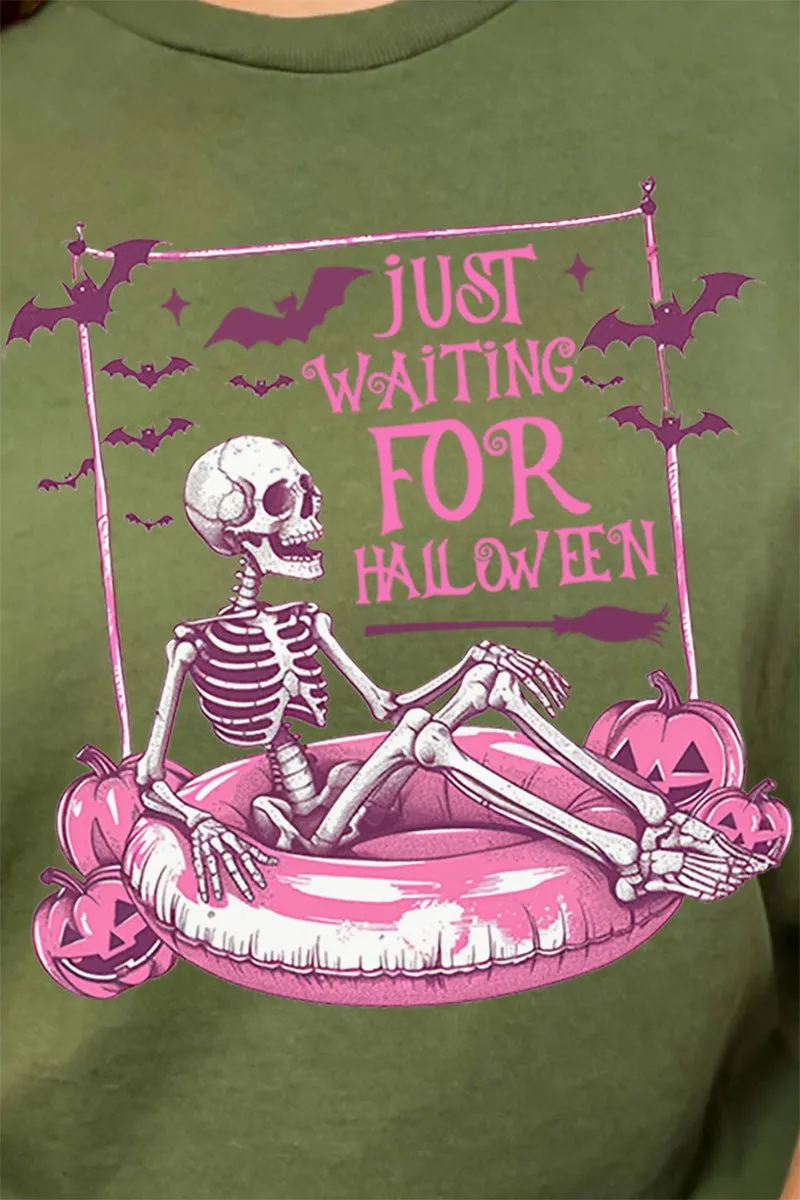 Pink Just Waiting For Halloween Short Sleeve Relaxed Fit T-Shirt