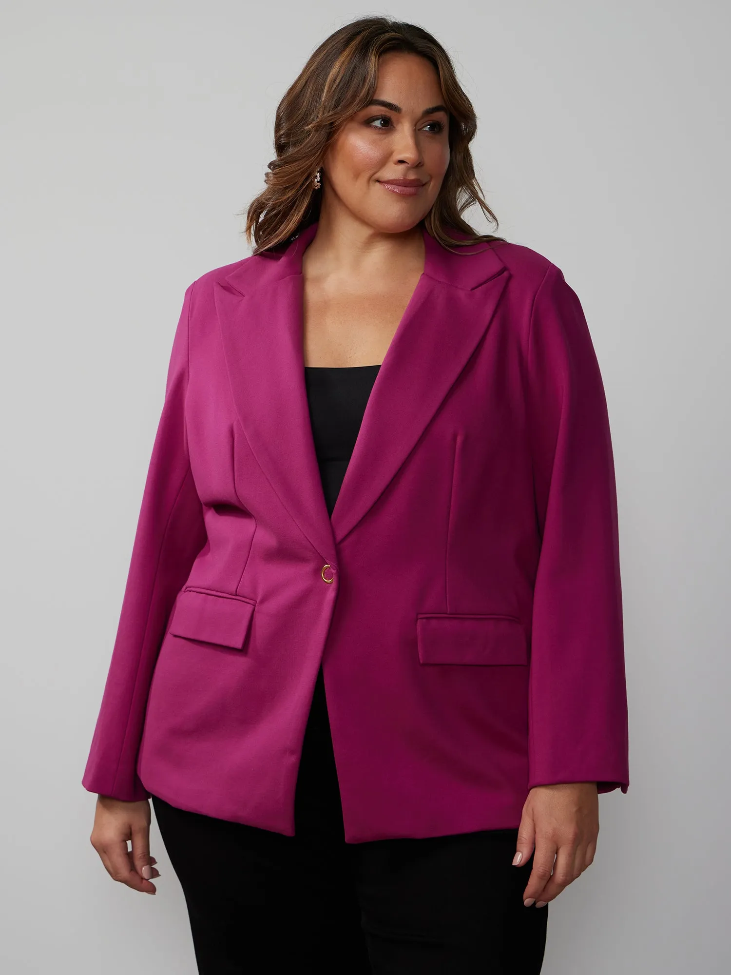 Plus Cutaway Sleeve Peak Lapel Blazer