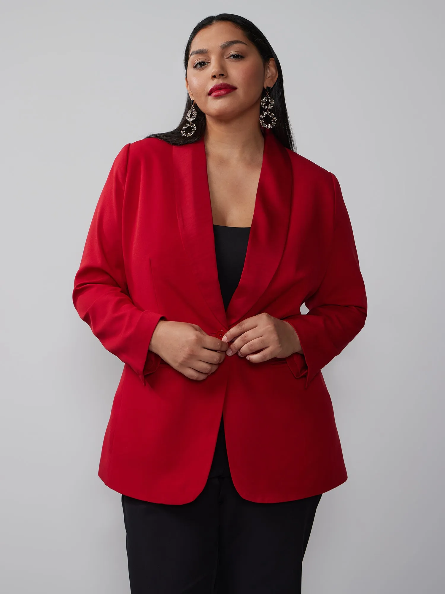 Plus Satin Lapel Jacket