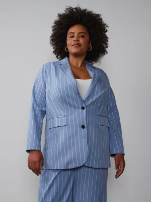 Plus Single Breasted Pinstripe Blazer