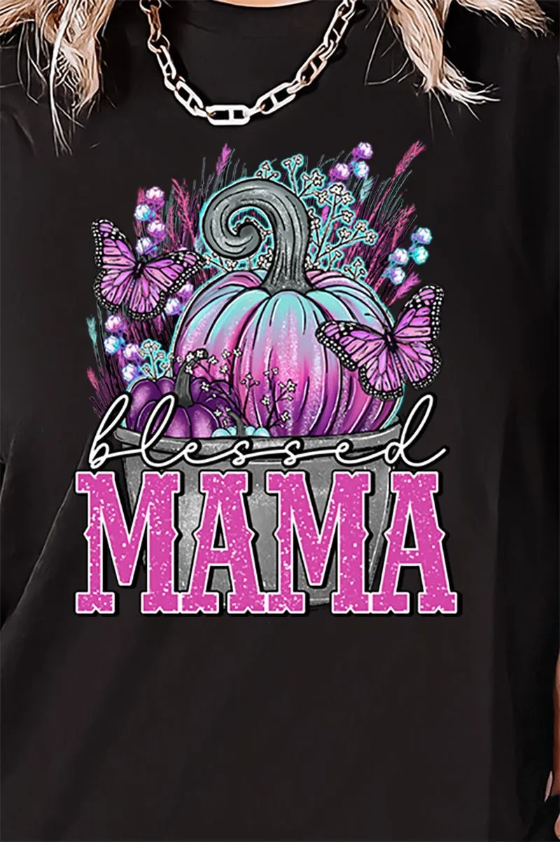 Pumpkin Blessed Mama Top Short Sleeve Relaxed Fit T-Shirt