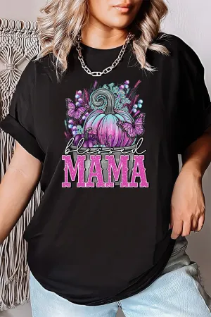 Pumpkin Blessed Mama Top Short Sleeve Relaxed Fit T-Shirt