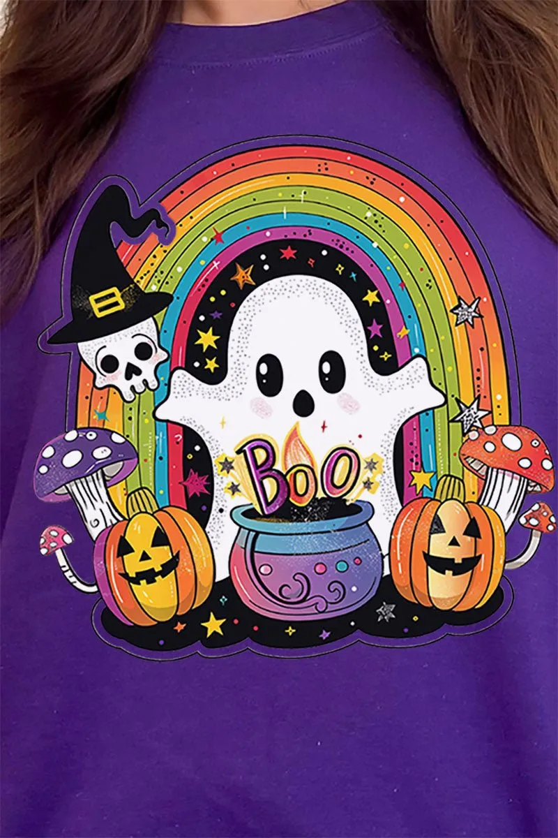 Rainbow Colorful Boo Heavy-weight Crew Sweatshirt