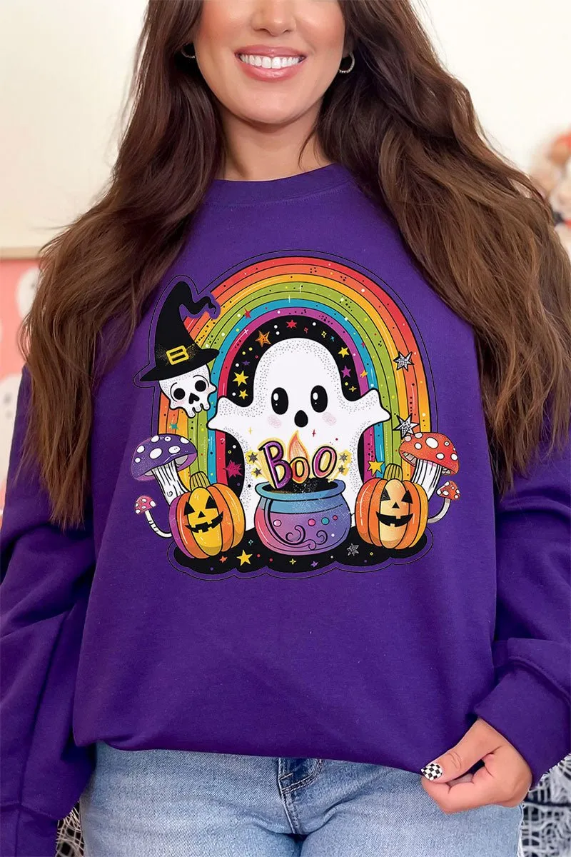 Rainbow Colorful Boo Heavy-weight Crew Sweatshirt