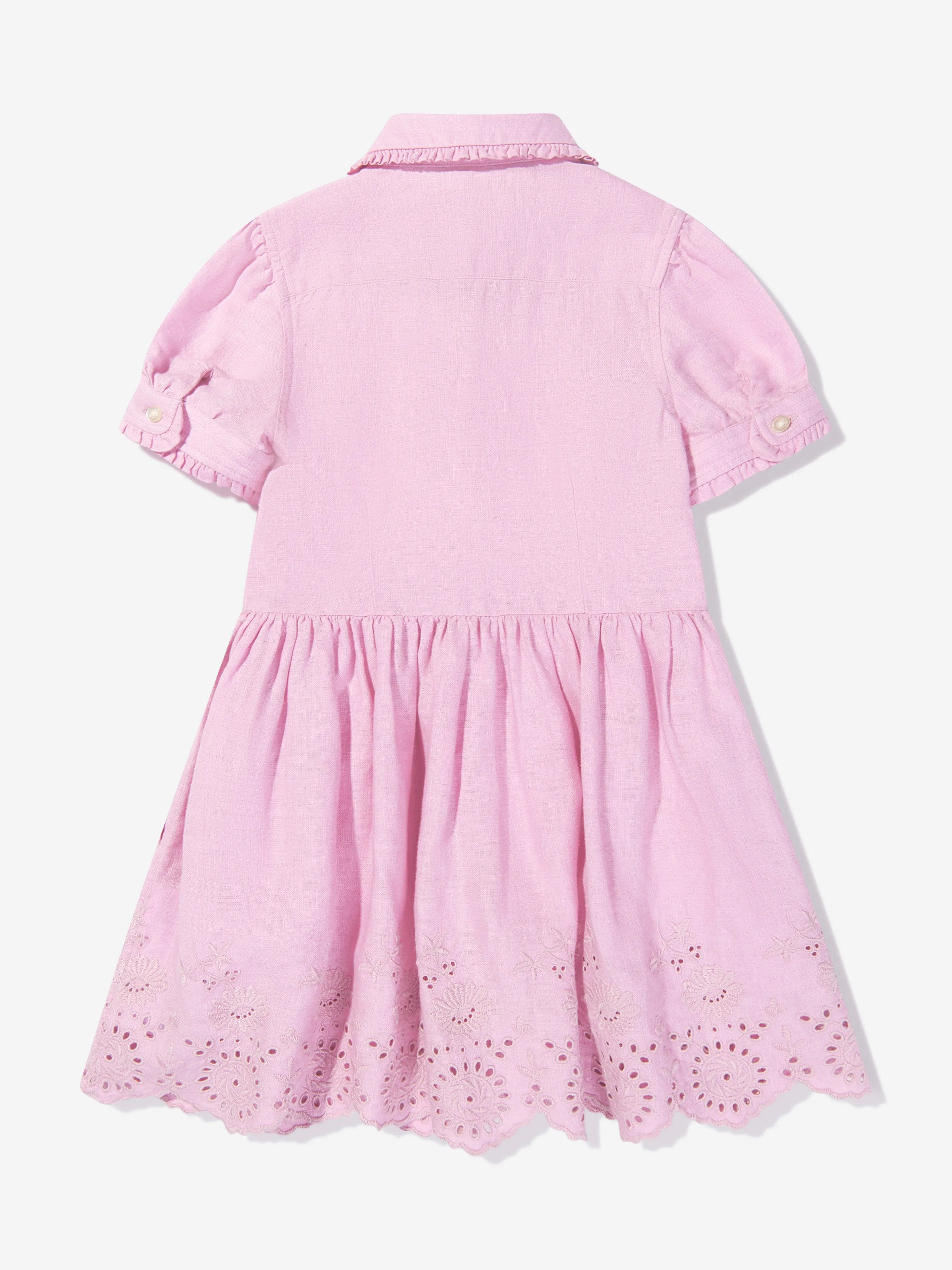 Ralph Lauren Girls Embroidered Shirt Dress in Pink