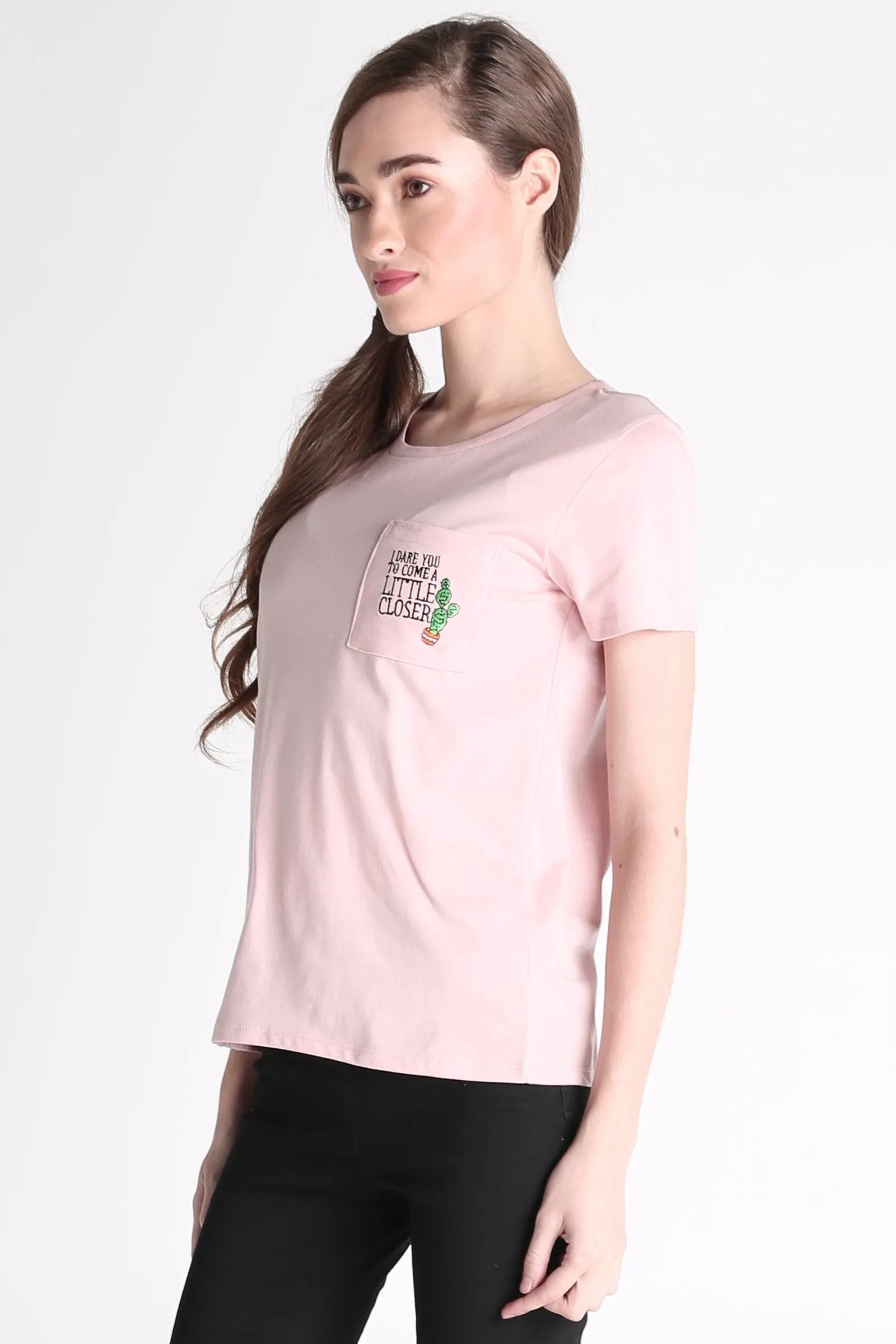 Relaxed Fit Tee With Pocket Embroidery