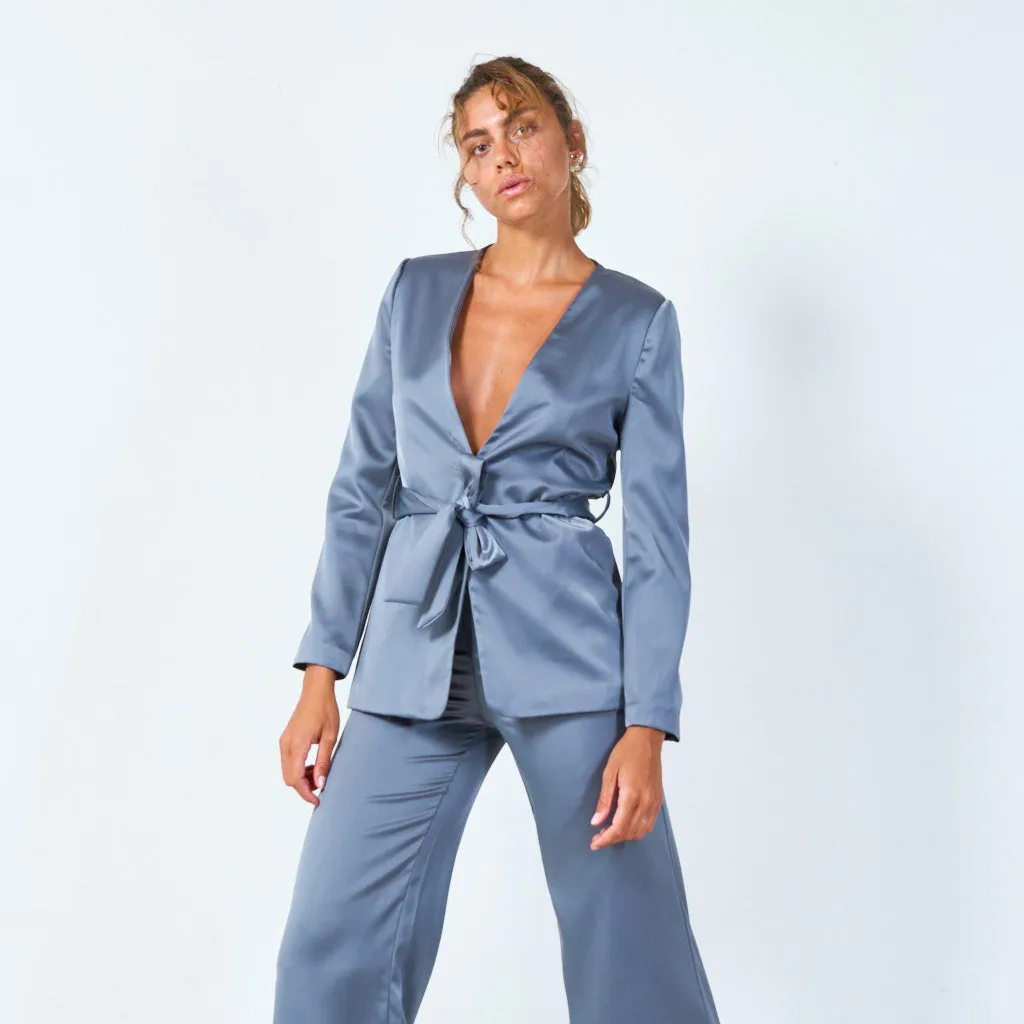 Satin tie-waist blazer wholesale