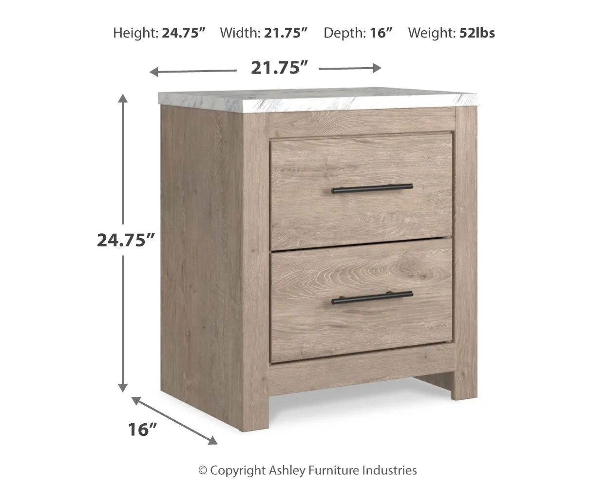 Senniberg Queen Panel Bed with Mirrored Dresser and 2 Nightstands in Light Brown/White