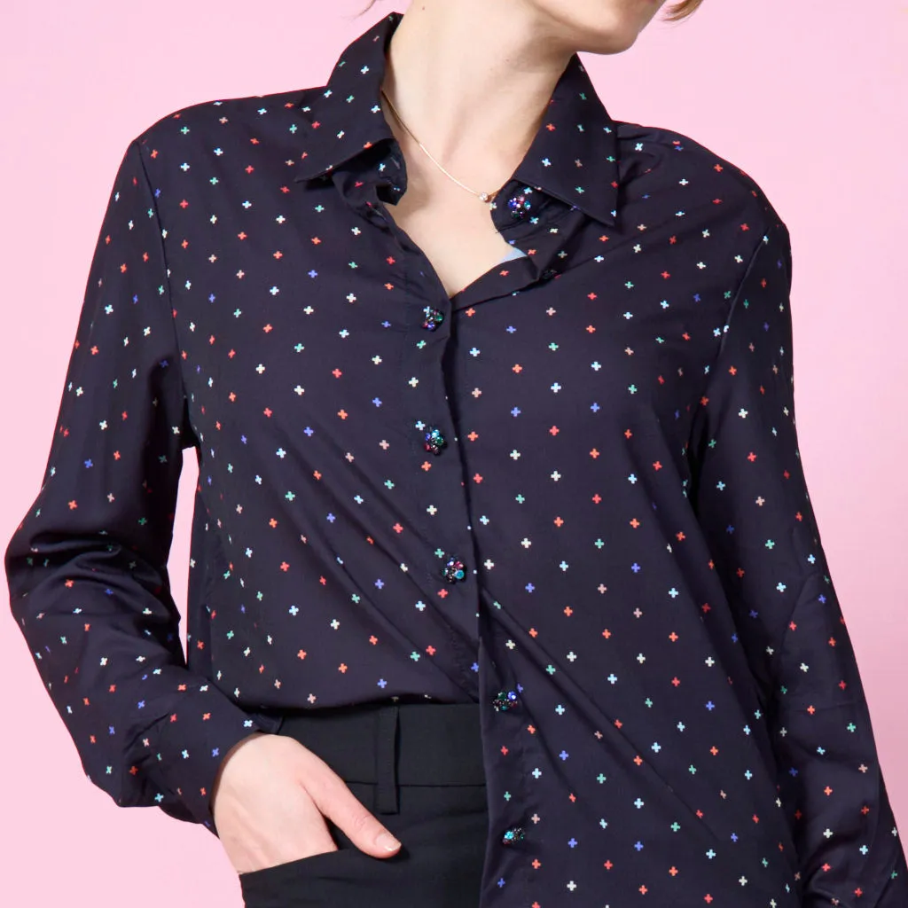 Shirt with colourful cross pattern wholesale