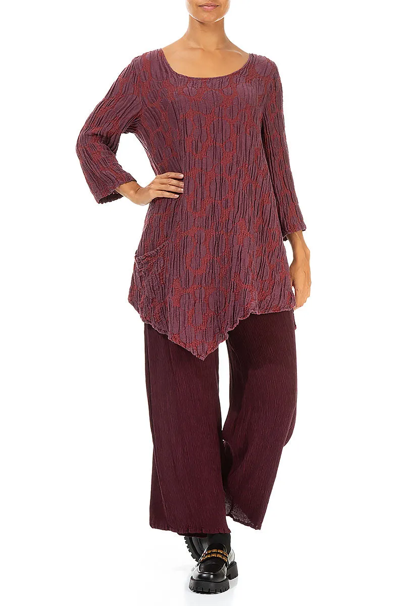 Side Pocket Merlot Circle Silk Linen Tunic