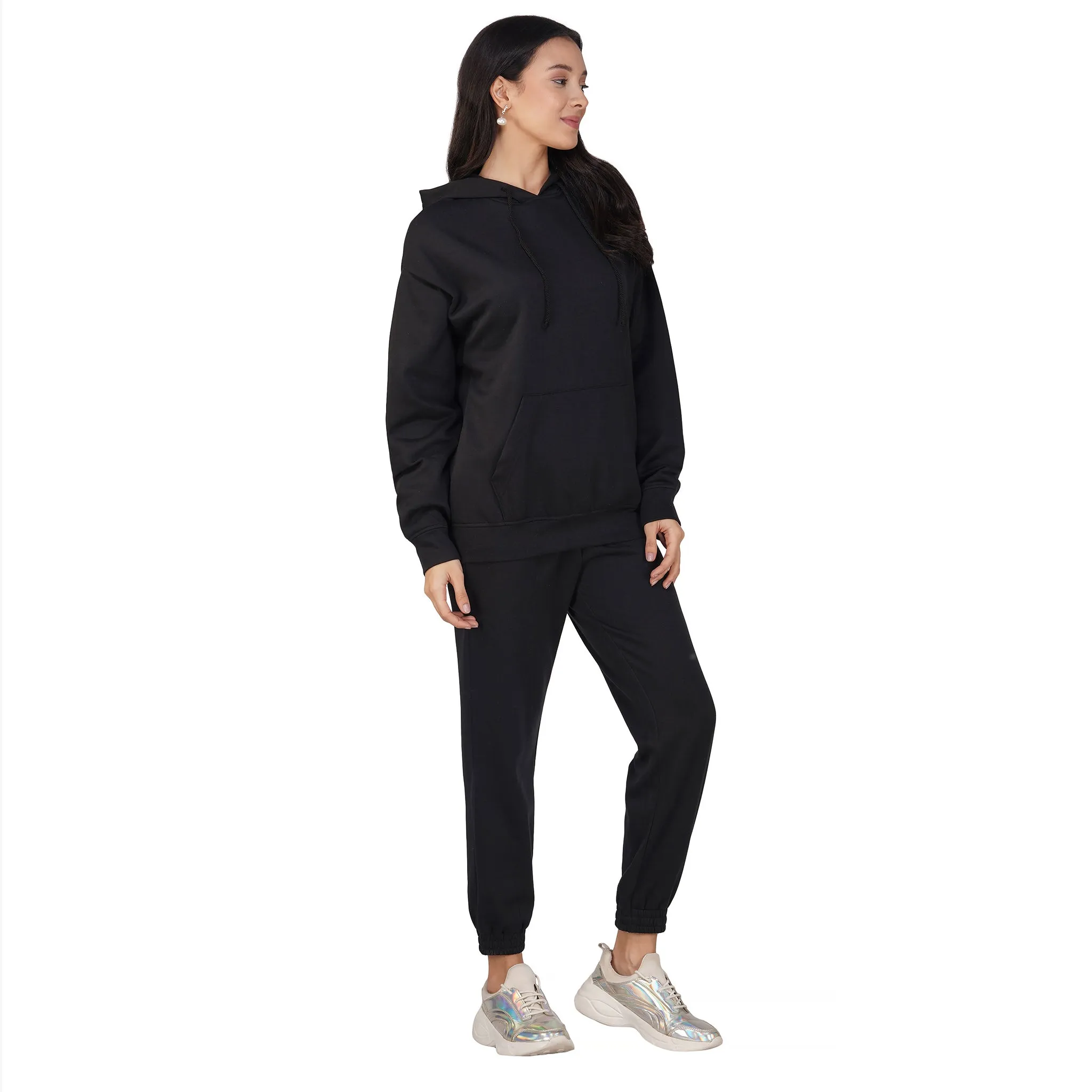 SLAY. Women's Black Oversized Drop Shoulder Hoodie & Joggers Co-ord Set