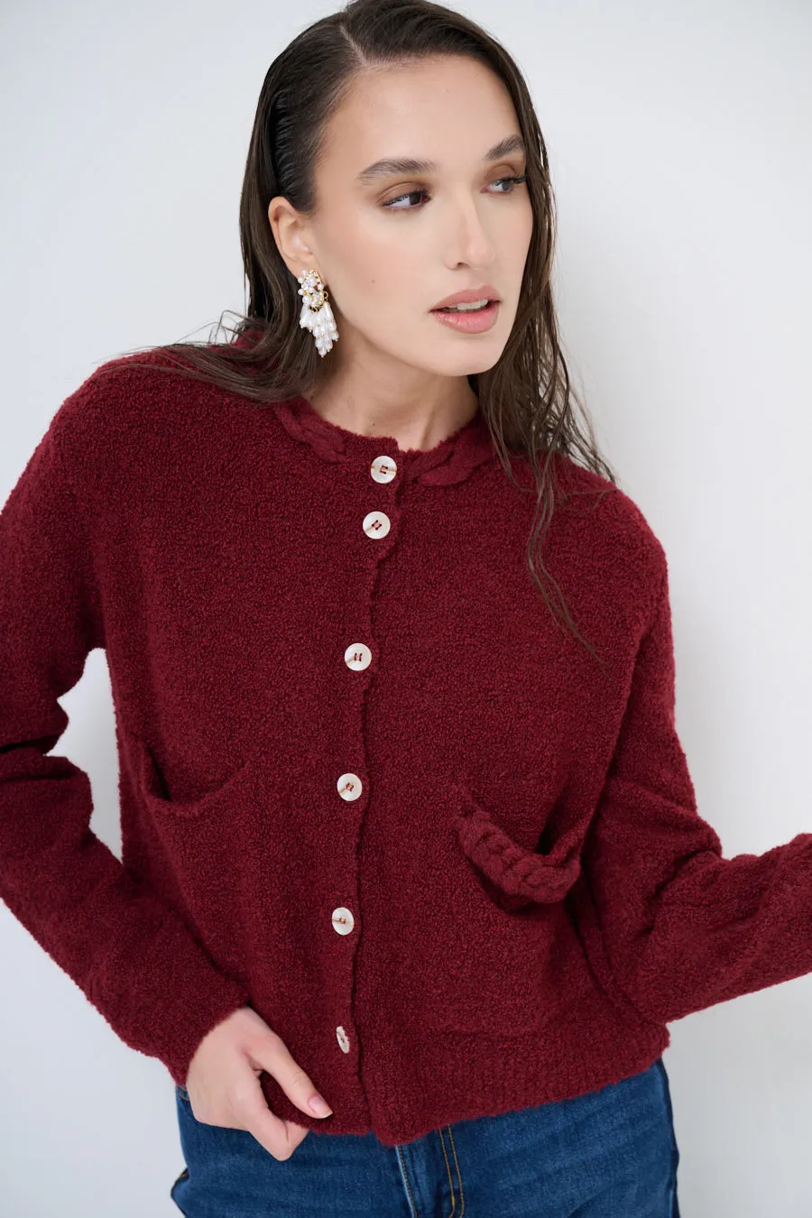 Soft textured button cardigan wholesale