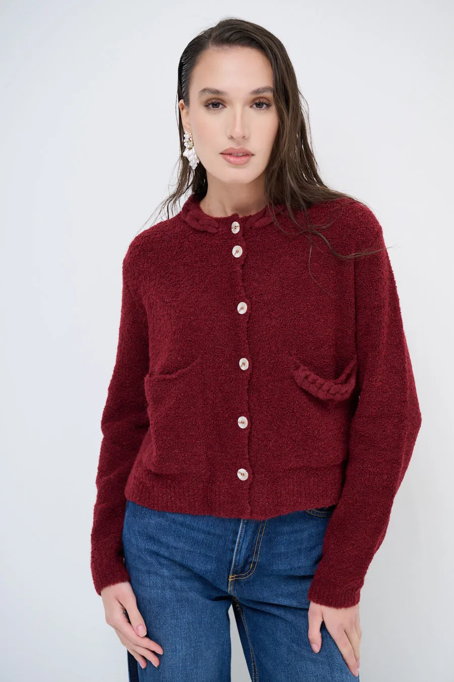 Soft textured button cardigan wholesale