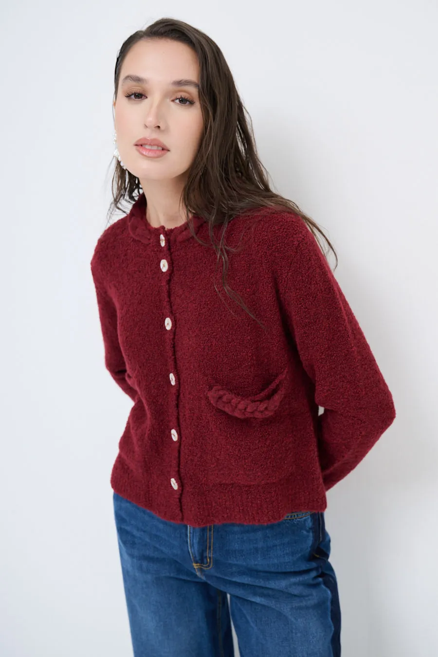 Soft textured button cardigan wholesale