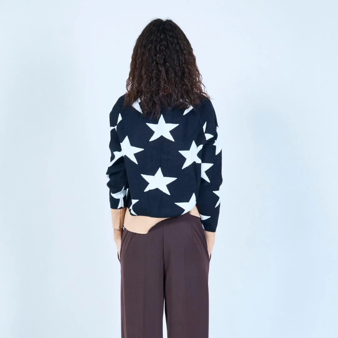 Star embellished sweater with statement design wholesale