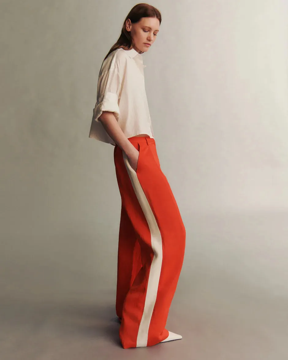 Sulivan Pant with Tux Stripe cherry tomato and bone