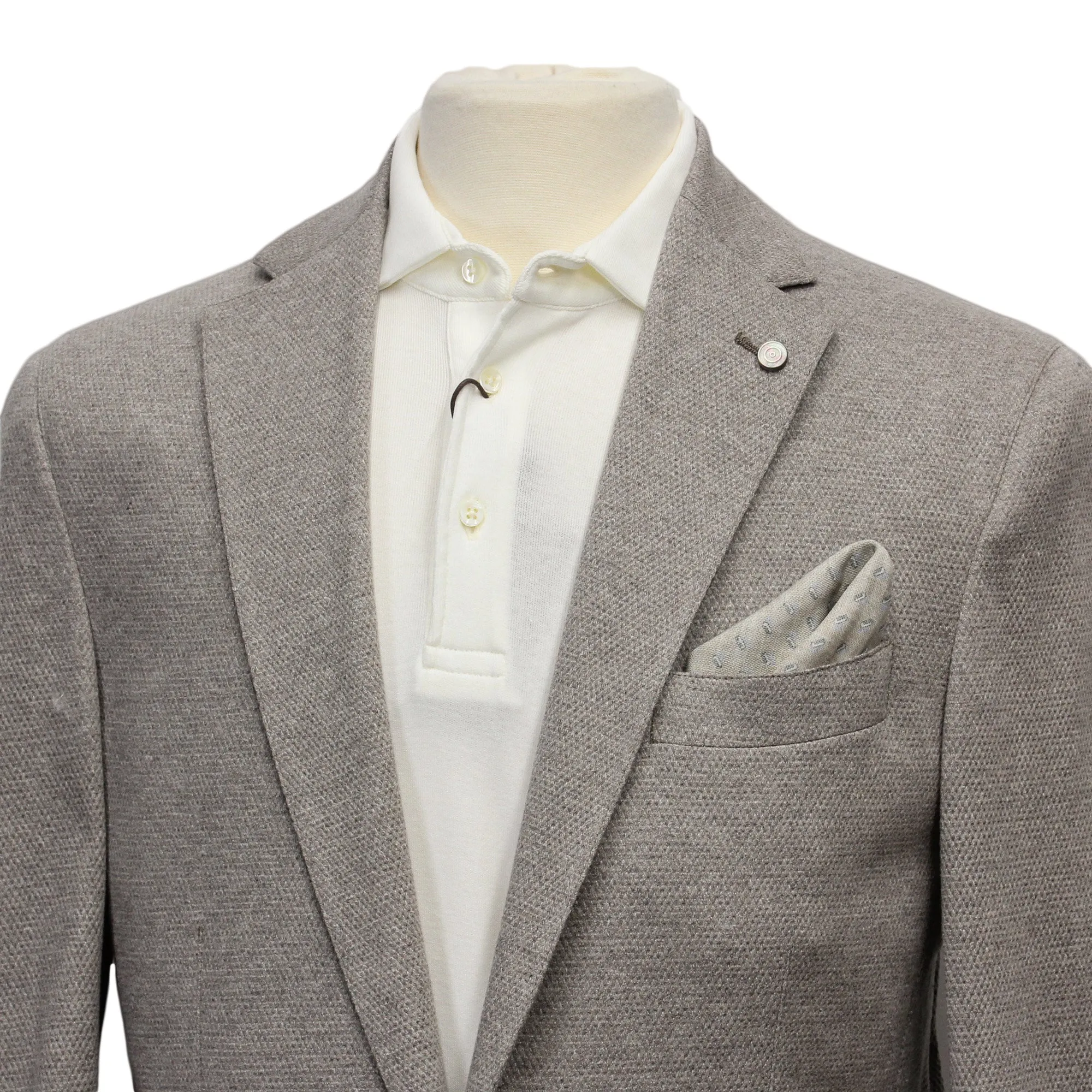 Taupe Woven Knit Eames Unconstructed Contemporary Fit Cotton-Linen Sport Jacket - Jack Victor