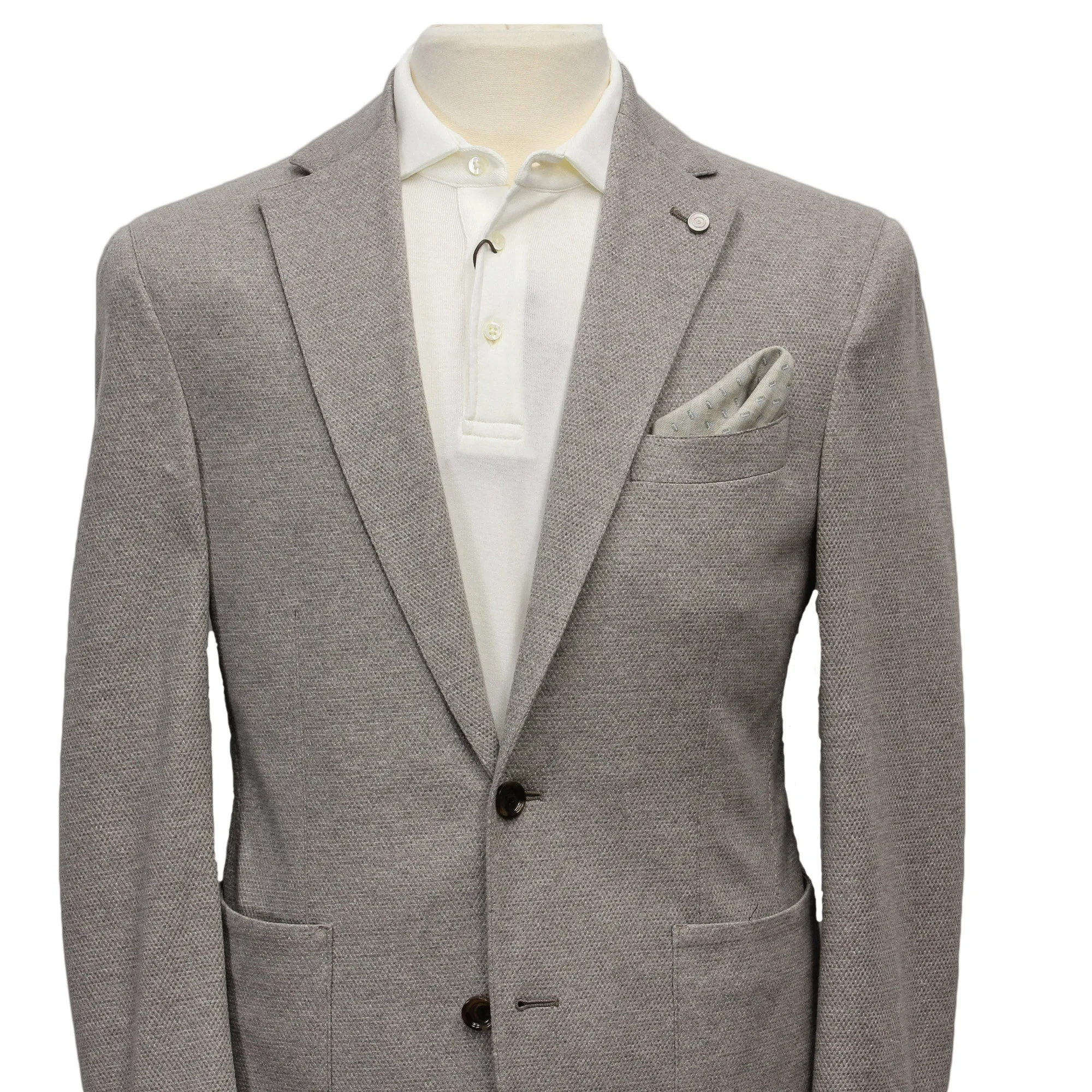 Taupe Woven Knit Eames Unconstructed Contemporary Fit Cotton-Linen Sport Jacket - Jack Victor