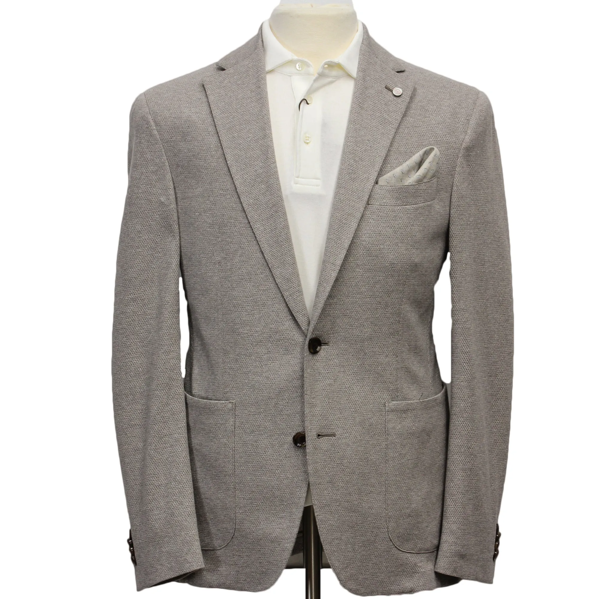 Taupe Woven Knit Eames Unconstructed Contemporary Fit Cotton-Linen Sport Jacket - Jack Victor