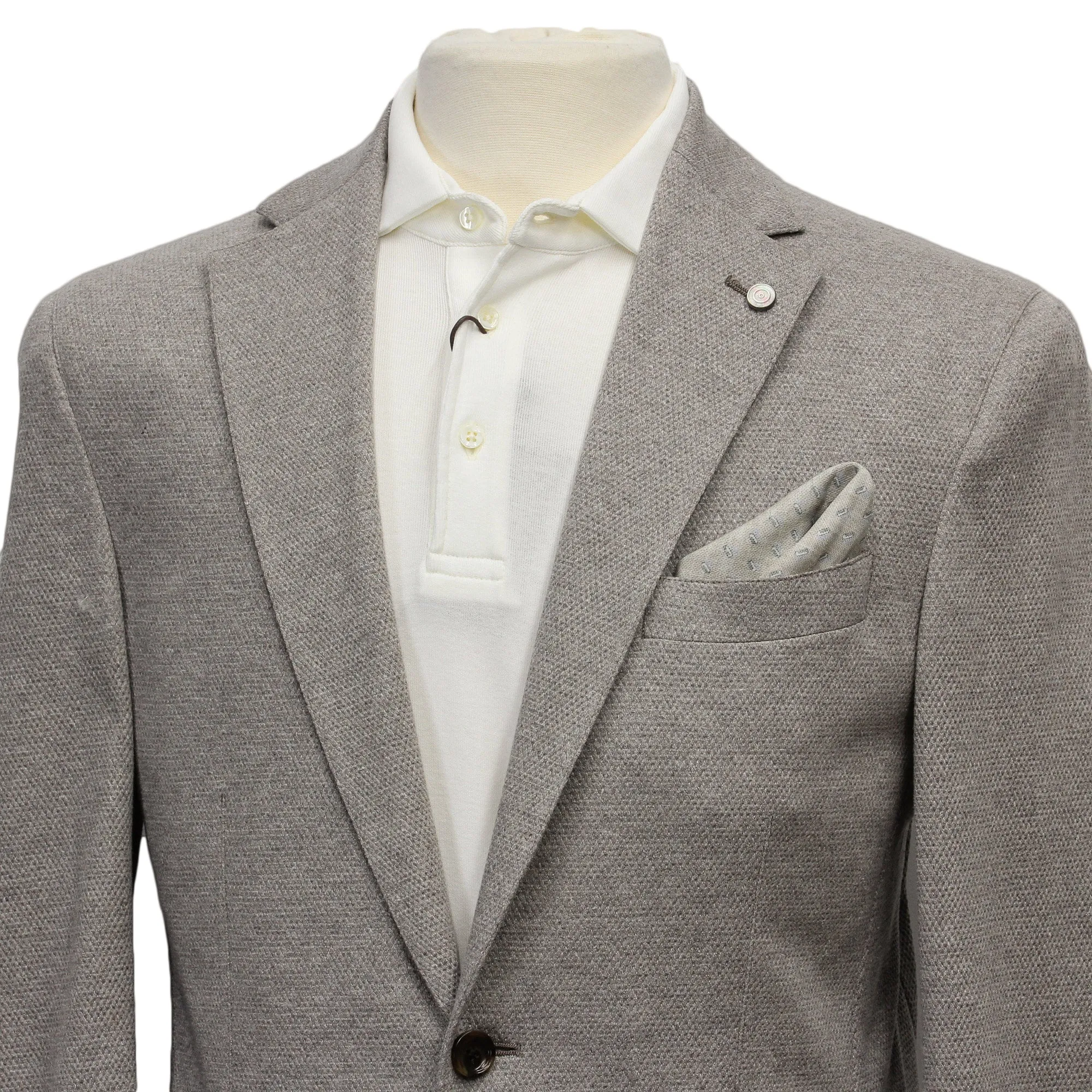 Taupe Woven Knit Eames Unconstructed Contemporary Fit Cotton-Linen Sport Jacket - Jack Victor