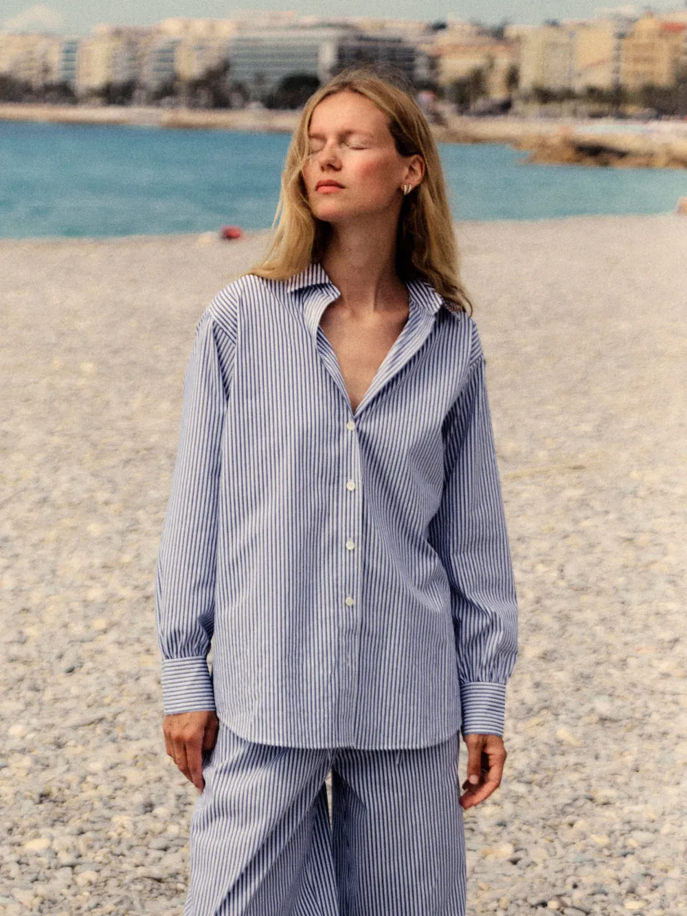 The Borrowed Shirt -- Dark Chambray Multi