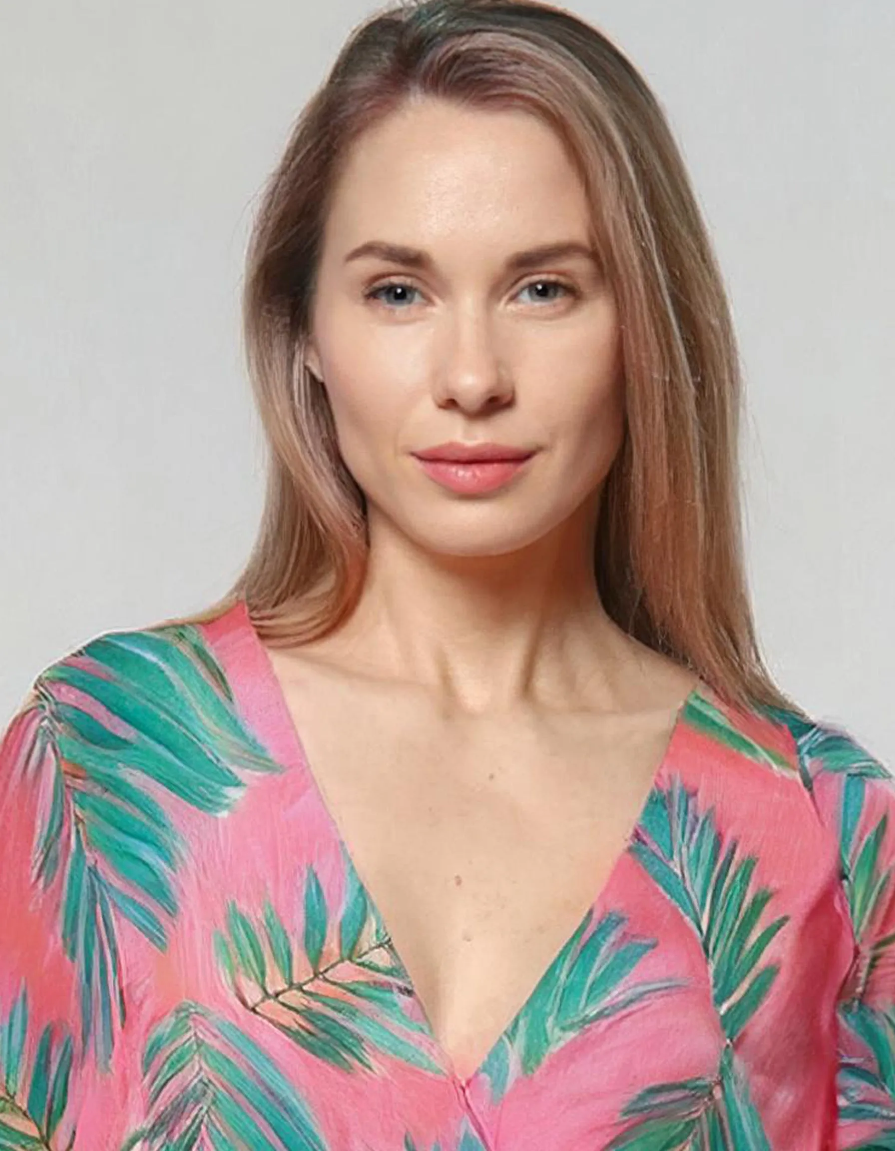 Tropical Leaf Midi Wrap Dress