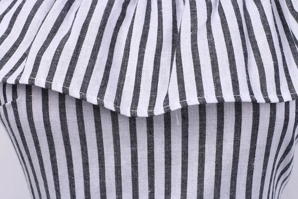 VenusFox Sexy Striped off shoulder Casual Dress