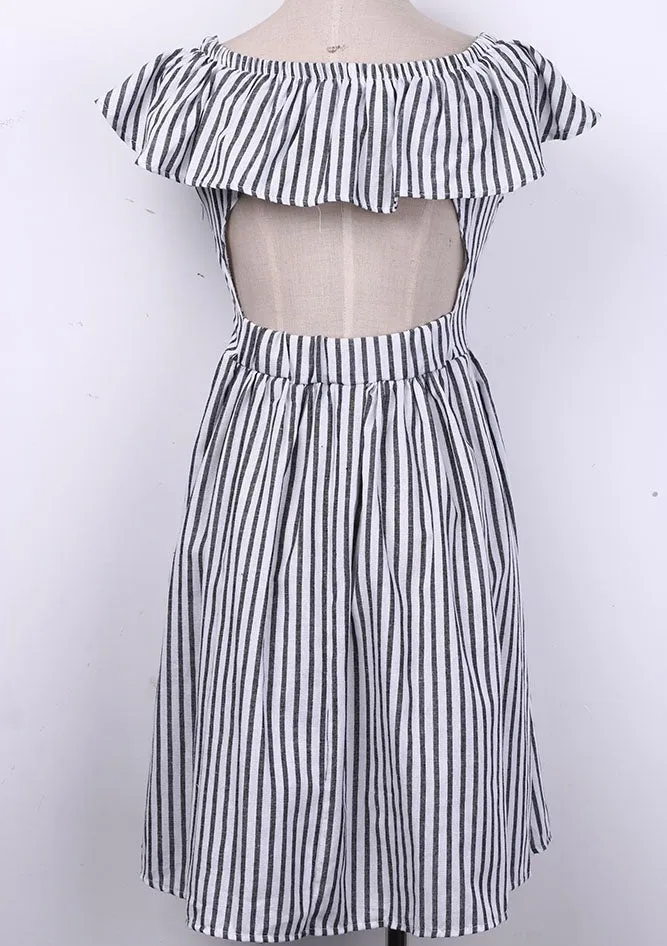 VenusFox Sexy Striped off shoulder Casual Dress