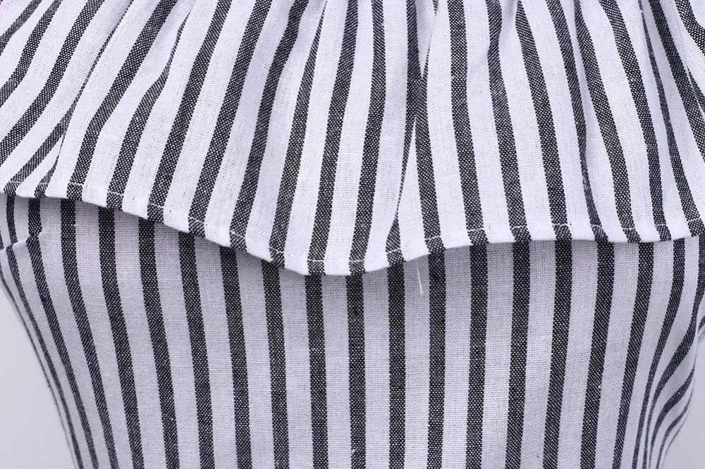 VenusFox Sexy Striped off shoulder Casual Dress