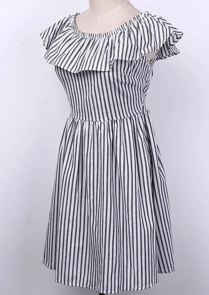 VenusFox Sexy Striped off shoulder Casual Dress