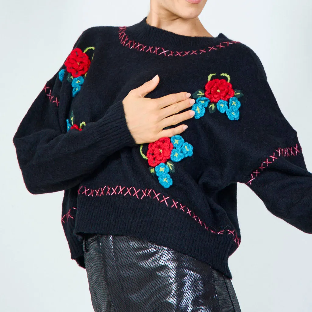 Vibrant floral cropped cardigan wholesale